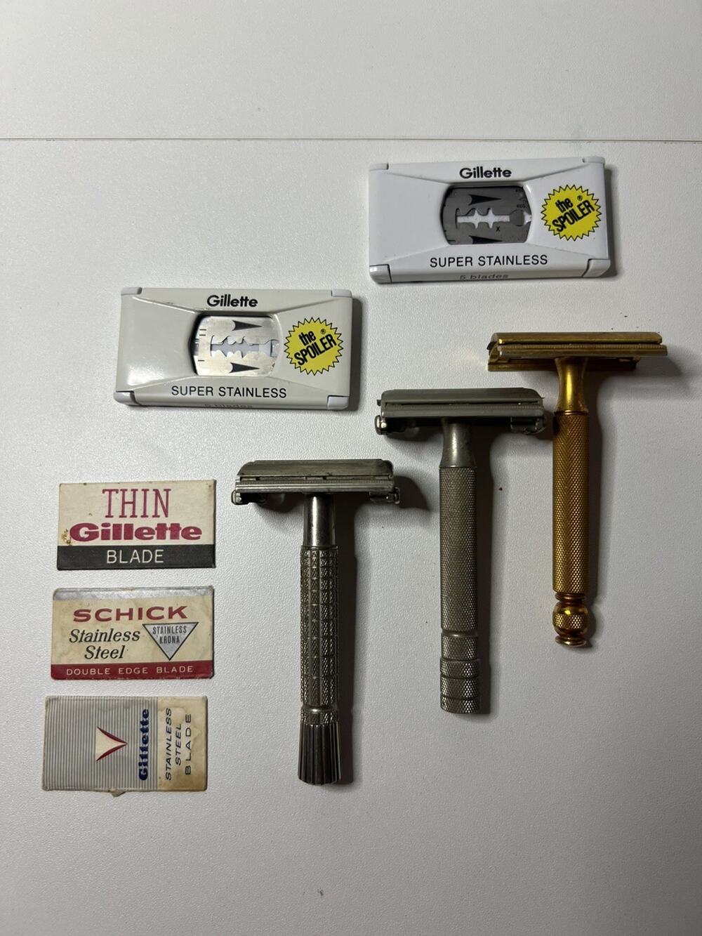 3 Vintage Gillette Razors lot with blades MADE IN USA 🇺🇸